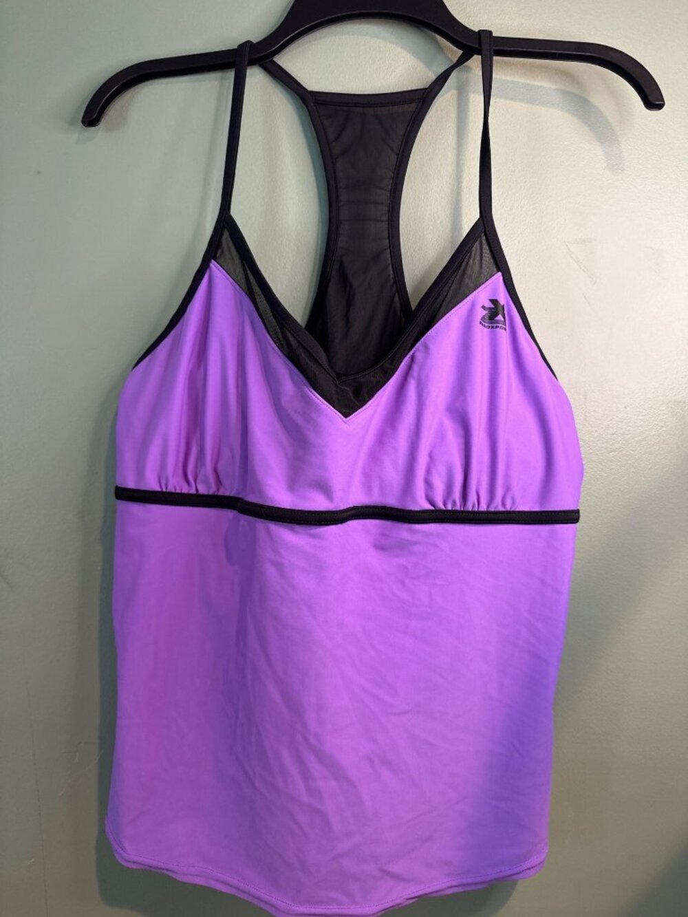 ZeroXposur Women's Tankini Top Purple Black Racerback Swimwear Size 16 beach